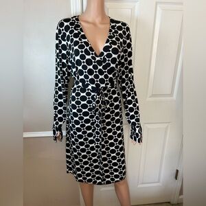 INC black and white geometric design dress.